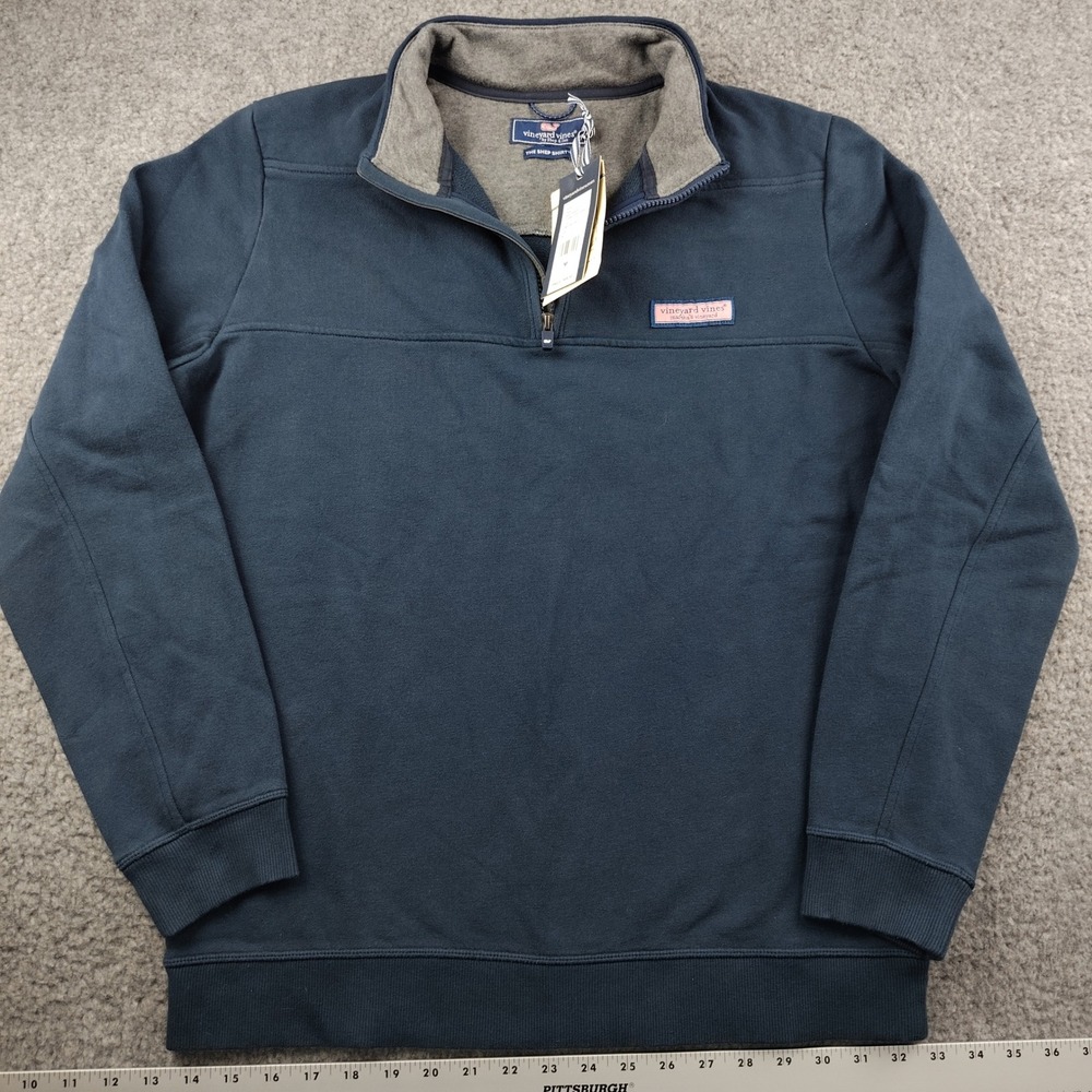 Vineyard Vines Cotton 1/4 Zip Mens Medium Classic Shep Shirt Navy Blue NWT